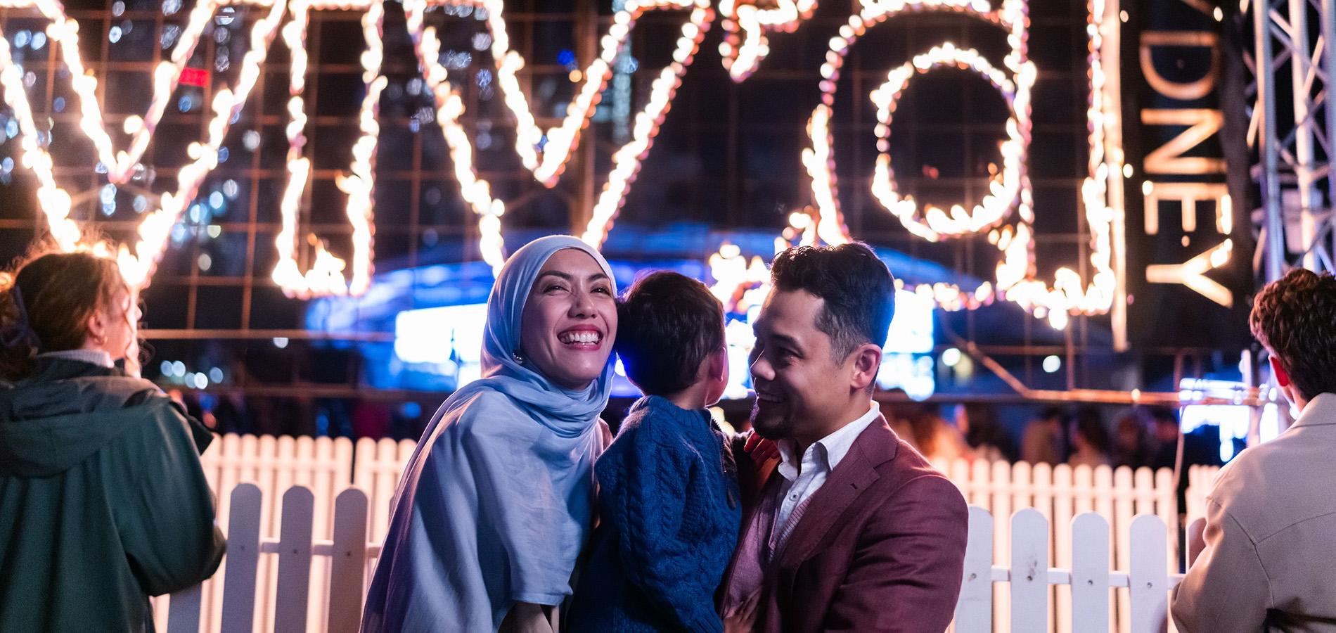 Family enjoying Vivid Sydney Fireplaces