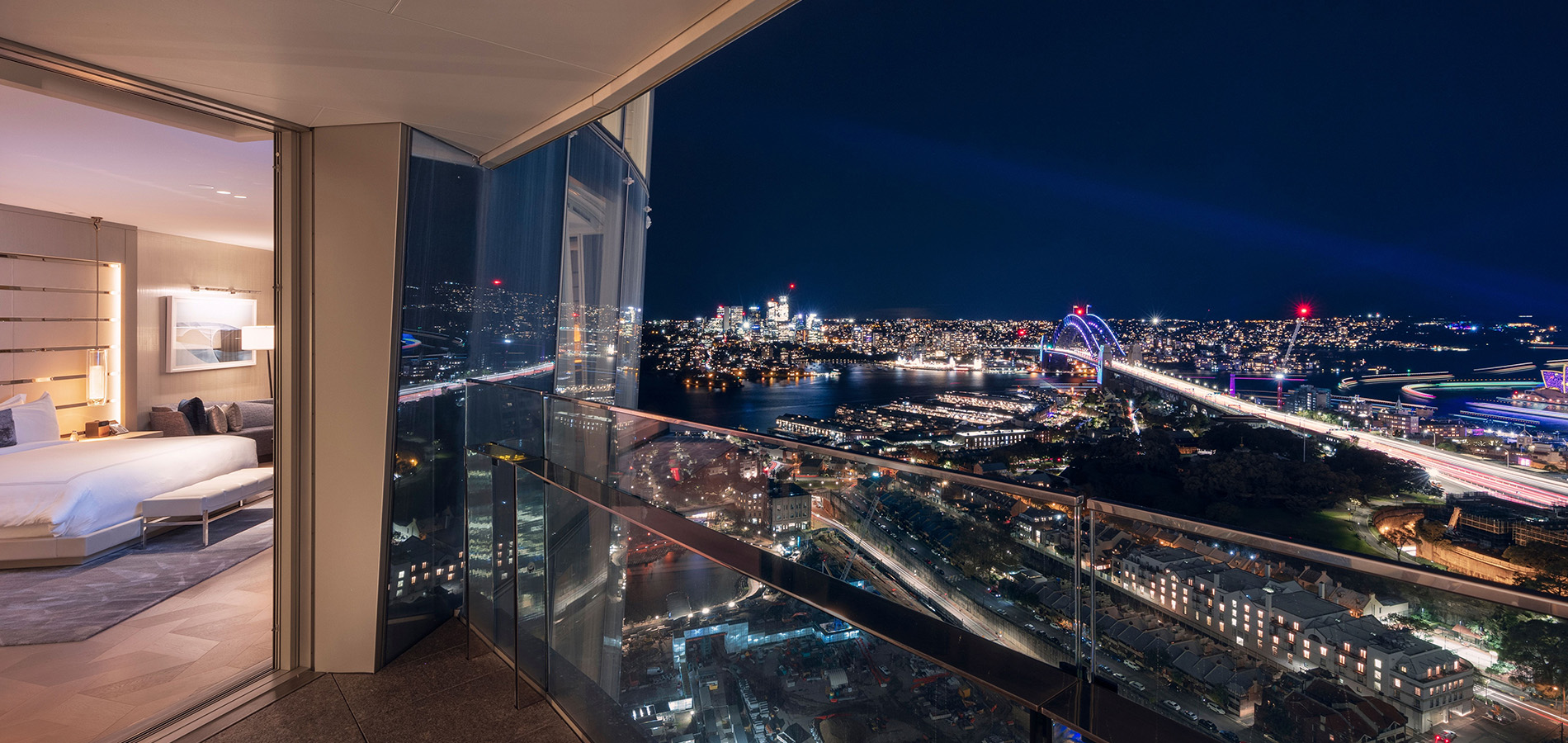 Views for Vivid Sydney from the Crown Suite Barangaroo