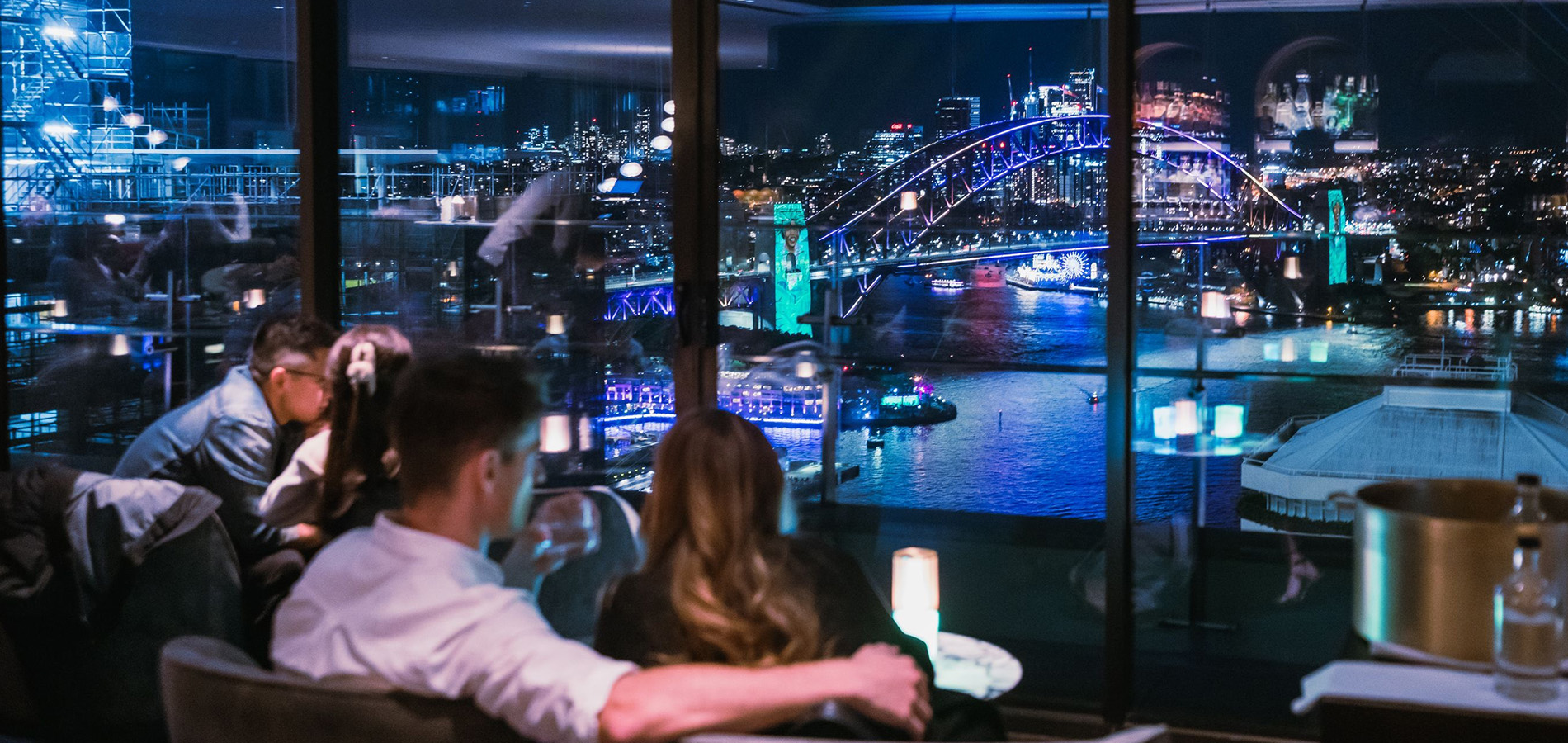 Couple enjoying Aster Bar during Vivid Sydney